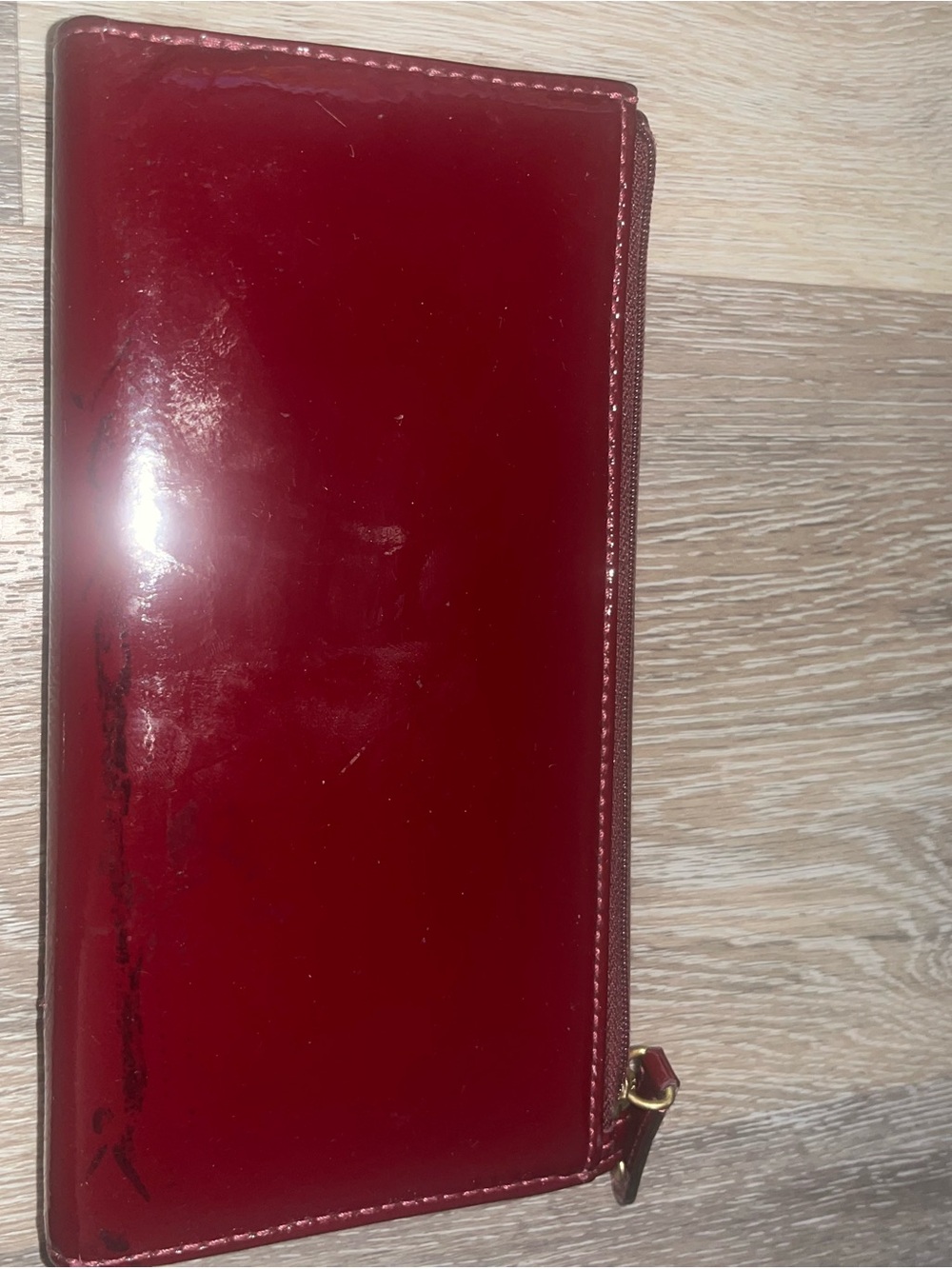 Coach Patent Leather Wallet & checkbook in Deep Burgundy with Gold Logo - Picture 5 of 15